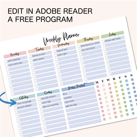 Adult Weekly Schedule Editable Weekly Schedule For Adults Printable