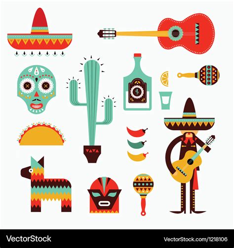 Mexico Icons Royalty Free Vector Image Vectorstock