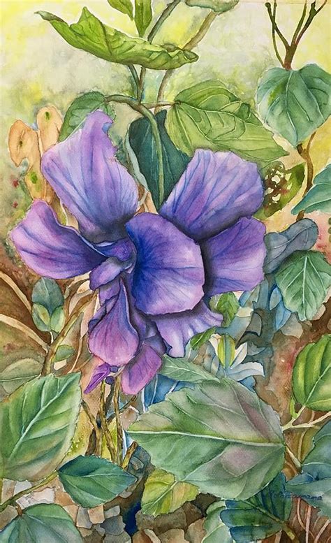 Purple Hibiscus Painting By Benedicto Laxamana Fine Art America