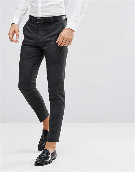 Selected Tapered Suit Pants In Pinstripe In Gray For Men Lyst