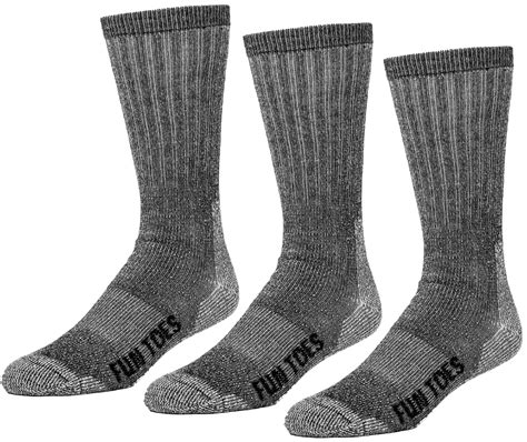 Fun Toes 3 Pairs Thermal Insulated 80 Merino Wool Socks Mens Hiking
