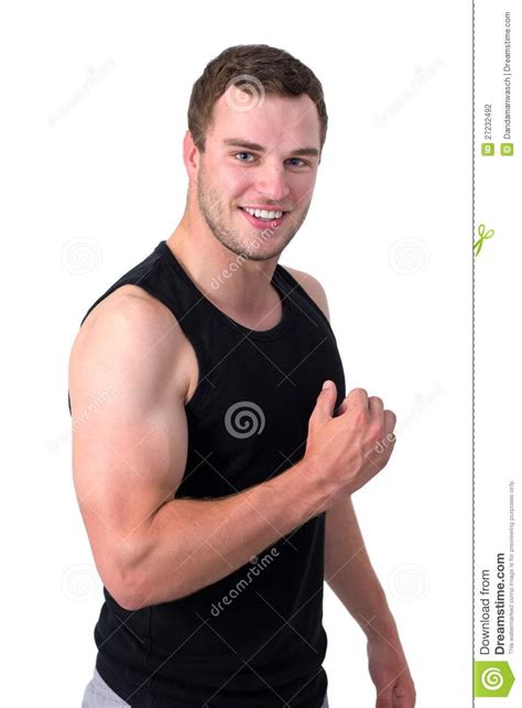 Young Attractive Man Flexing His Biceps Stock Photo