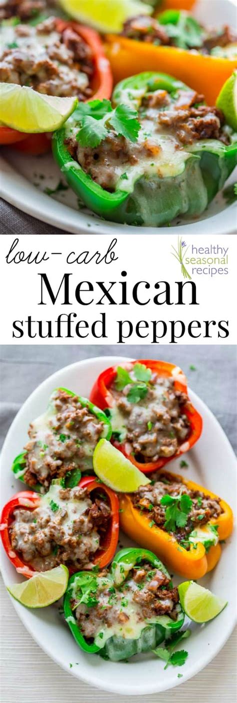 Replace any of the taco, tamale, or enchilada platters with whatever grilled fish (pescado) is on. low carb mexican stuffed peppers - Healthy Seasonal Recipes