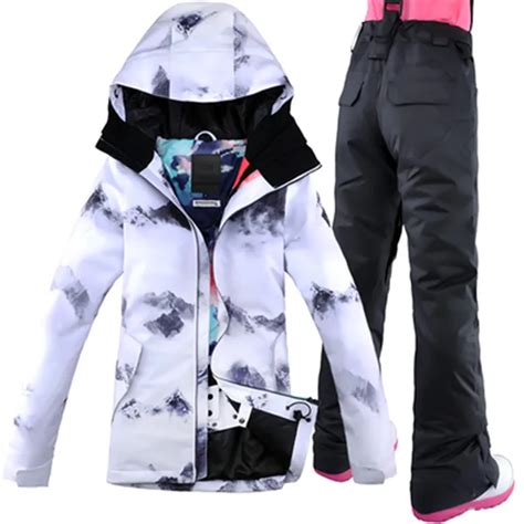 2019 Gsou Snow Women Ski Suit Windproof Waterproof Ski Jacket Pant