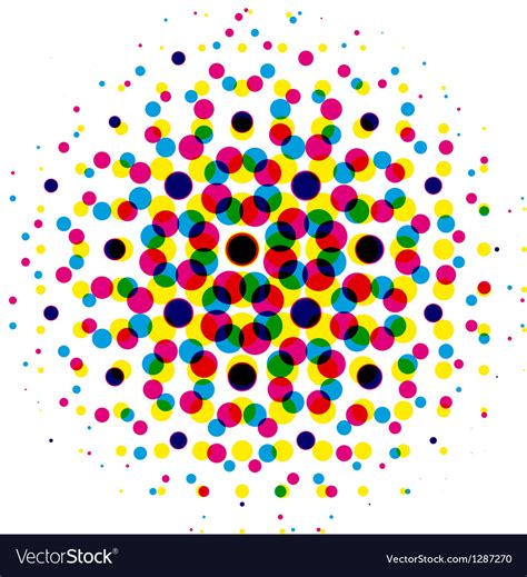 Color Dot With Cmyk Halftone Pattern Royalty Free Vector