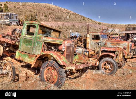 Old Trucks At Jerome Arizona Junk Yard Stock Photo Alamy