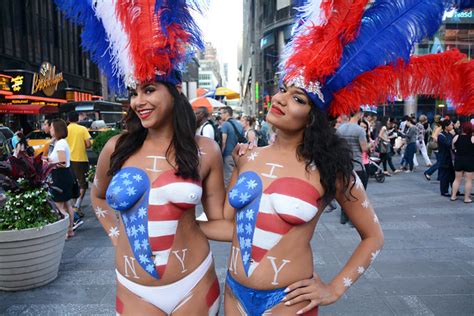 Women In Times Square In NYC Wearing Only Body Paint Photo Taken Thursday July A