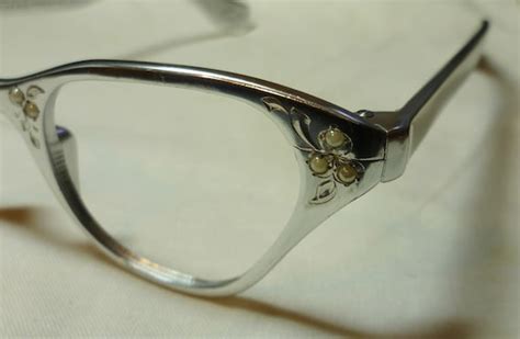 vintage 50s silver and pearl tura eyeglass frames