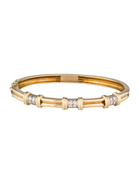 14k Gold And Diamond Bangle Bracelet Diamond Jewelry Designs Diamond Bangles Bracelet Bangles