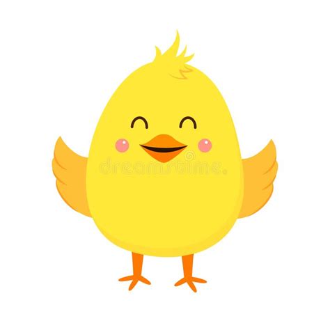 Vector Yellow Happy Chicken Cartoon Style Stock Vector Illustration