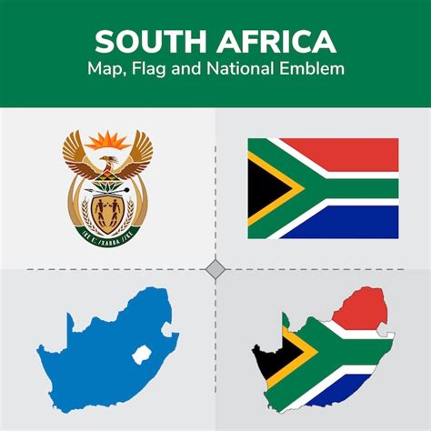 Premium Vector South Africa Map Flag And National Emblem