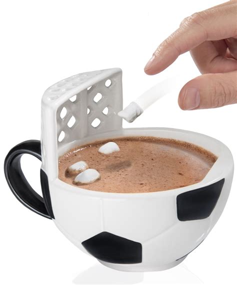 A Hand Crafted Ceramic Mug With A Soccer Goal