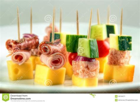 Something that travels well and doesn't need to be served warm. Cocktail Stick Snacks Stock Image - Image: 36164271