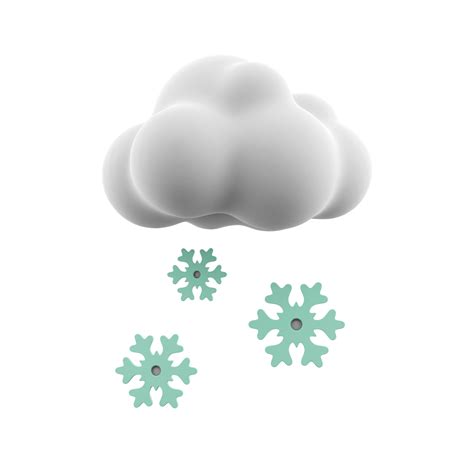 3d Rendering Snowy Weather Icon 3d Render Snow With Cloud Icon
