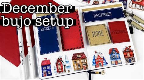 December Bullet Journal Setup 💜 Christmas Village Theme Youtube