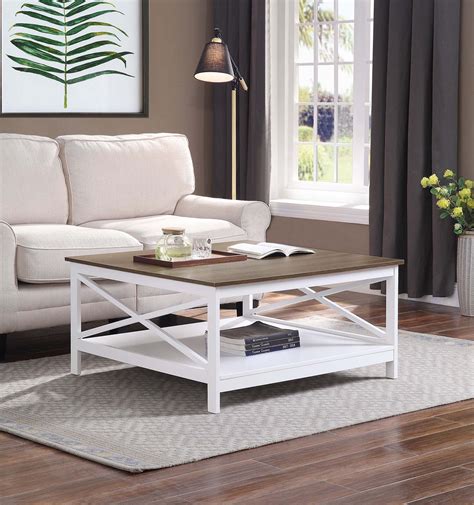 Convenience Concepts Oxford 36 Square Coffee Table Driftwoodwhite