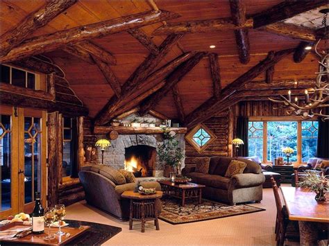 Cabin Fireplace 4k Wallpaper Cabin Interior Design Log Homes Log