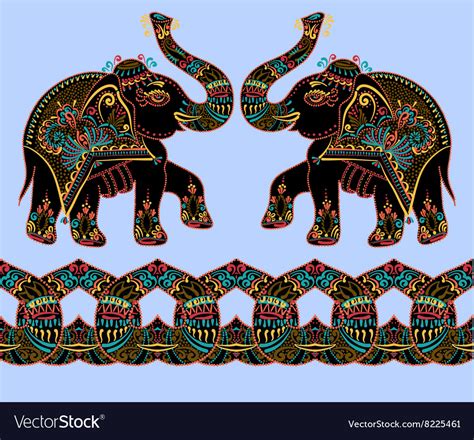 Folk Art Indian Elephant Dot Painting Royalty Free Vector