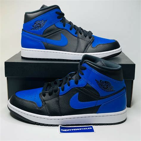 Nike Air Jordan 1 Mid Hyper Royal Blue Black Mens And Gs Sizes 554724