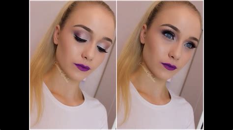 Metallic Eyes And Purple Lips ♡ Ariana Grande Inspired Makeup Youtube