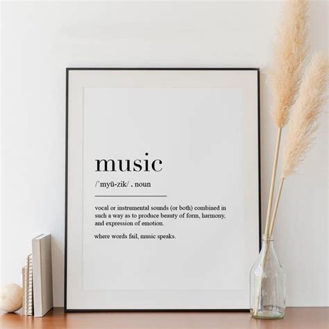 Music Art Print Minimalist Music Definition Poster Digital Etsy