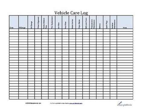 The maintenance performed during each service appointment varies by vehicle model and year for example, a toyota camry maintenance appointment usually includes a tire rotation and resets your. Vehicle Care Log - Printable PDF Form for Car Maintenance ...