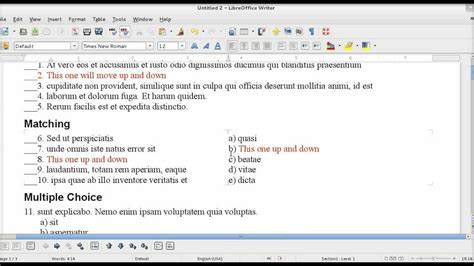 Libreoffice Move List Items Up Or Down With Subpoints Youtube