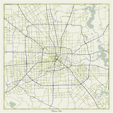 Houston Texas City Map Hand Drawn Look Digital Art By Stylish Stacks