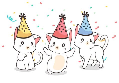 Cats Wearing Birthday Hats In Confetti 952580 Vector Art At Vecteezy