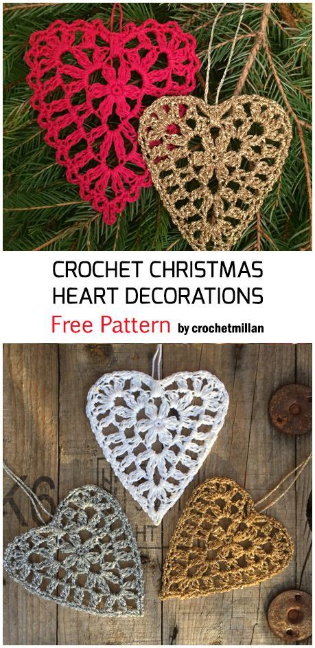 Crochet Heart Decorations For Christmas Free Pattern Crochet