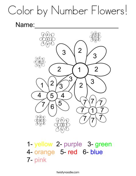 All skill levels are welcome: Color by Number Flowers Coloring Page - Twisty Noodle