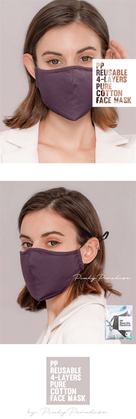 Pp Reusable 4 Layer Pure Cotton Face Mask Violet I Pinkyparadise