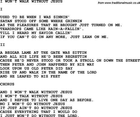 Country Southern And Bluegrass Gospel Song I Wont Walk Without Jesus