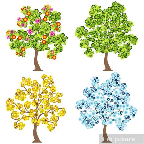 Póster Four Seasons Tree Pixerses