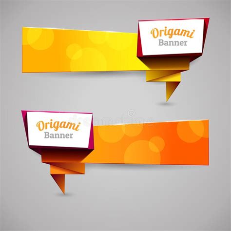 Abstract Origami Speech Bubble Banner Vector Color Set Background Eps