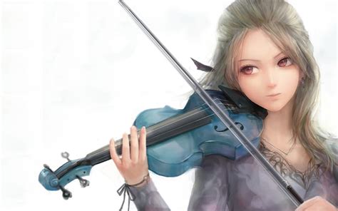 Anime Girl Violin Girl Blue Anime Hd Wallpaper Peakpx