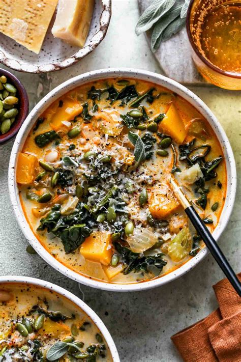 Butternut Squash Kale And White Bean Soup Dishing Out Health