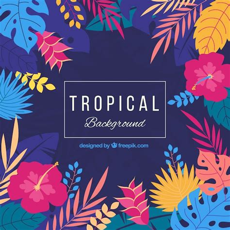 Free Vector Lovely Tropical Background With Flat Design