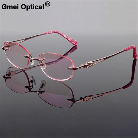 Exquisite Titanium Alloy Optical Frame Women Model Diamond Trimming