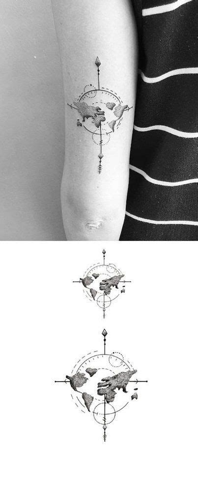 Minimal Compass Arrow Arm Tattoo Ideas For Women Black And White Simple