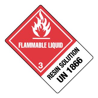 Hazard Class 3 Flammable Liquid Worded Vinyl Label Shipping Name
