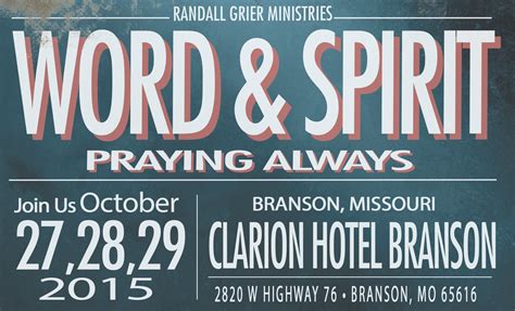 Upcoming Word And Spirit Dates 2 Randall Grier Ministries