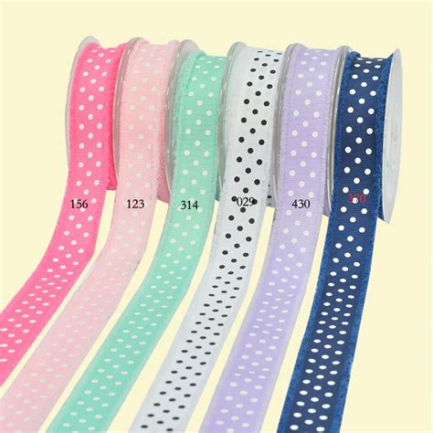 1 Inch 25mm Dots Printed Grosgrain Ribbon With Fringe For Diy Girls Headband Garment