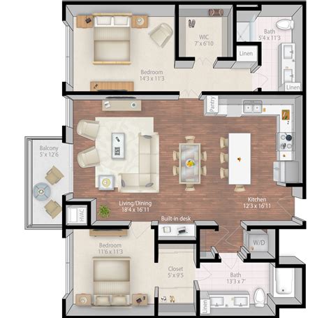 Blueprint For A Nice Apartment 8mx12m Approx Condo Floor Plans