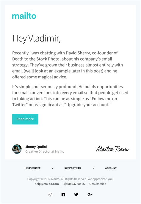 Email Template With Personal Message In Html Creative Email Templates