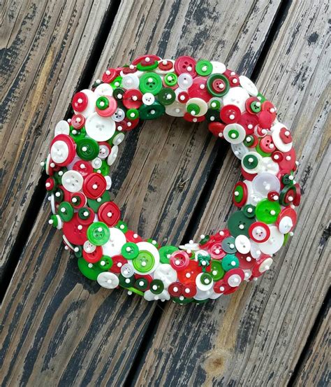 Button Wreath Holiday Button Wreath Christmas Button Wreath Etsy