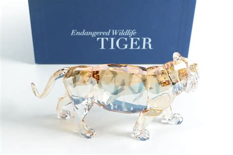 Swarovski Endangered Wildlife Orange Crystal Tiger Figurine Ebth