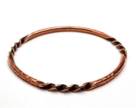 Twisted Copper Wire Fabricated Bangle Bracelet Etsy