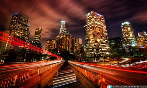 Downtown Los Angeles La Nuit Fond Décran Hd à Télécharger Elegant