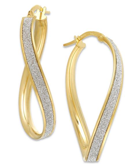 Italian Gold Glitter Wavy Hoop Earrings In 14k Gold Macys